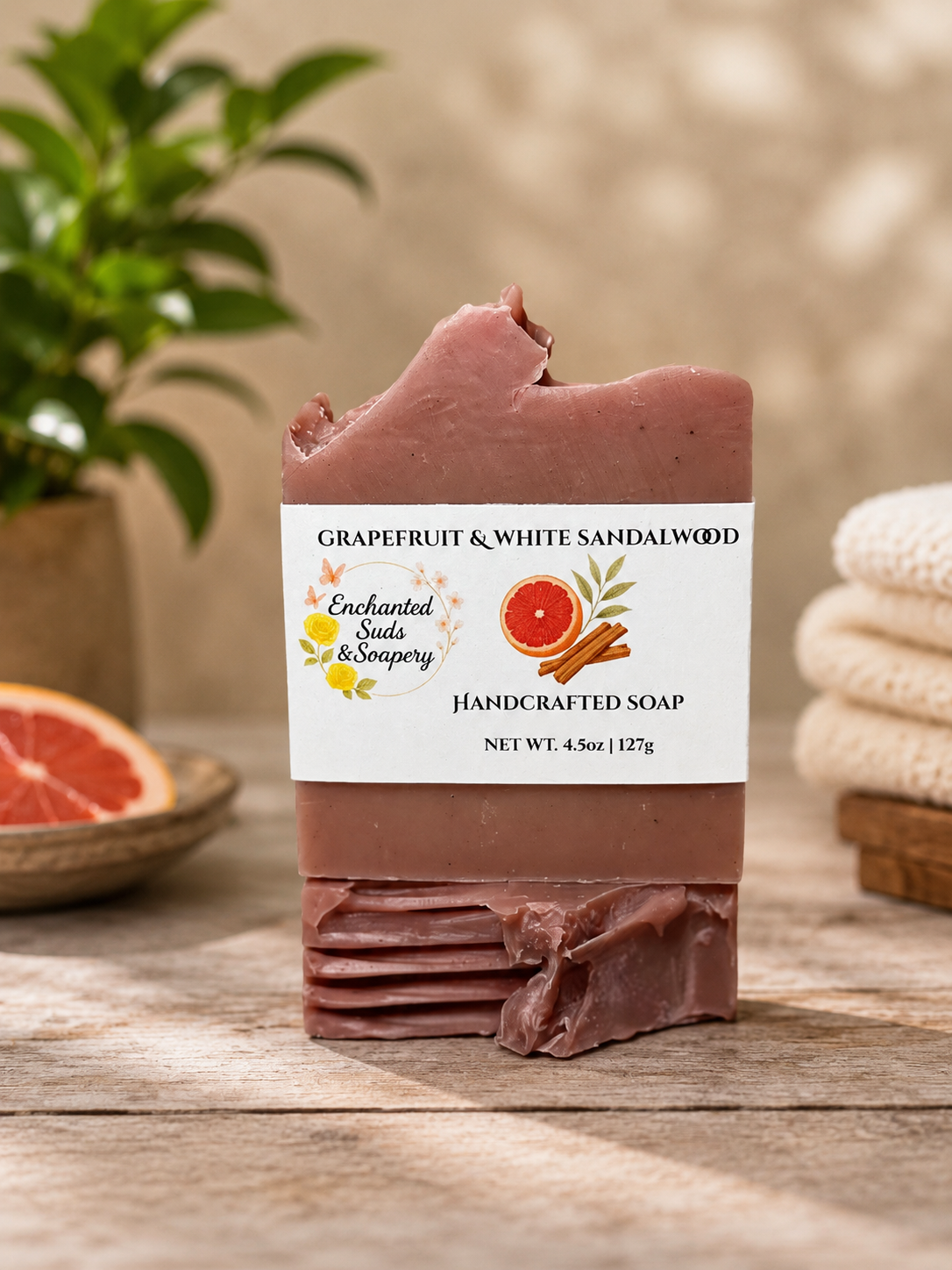 Grapefruit & White Sandalwood | Pink Grapefruit, White Tea, Sandalwood Soap